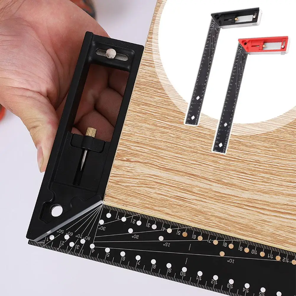 

0-26cm/30cm High Precision Laser Double-sided Engraving Multi-function Marking Corner 45° Ruler Ruler Movable Measuring Y3E7