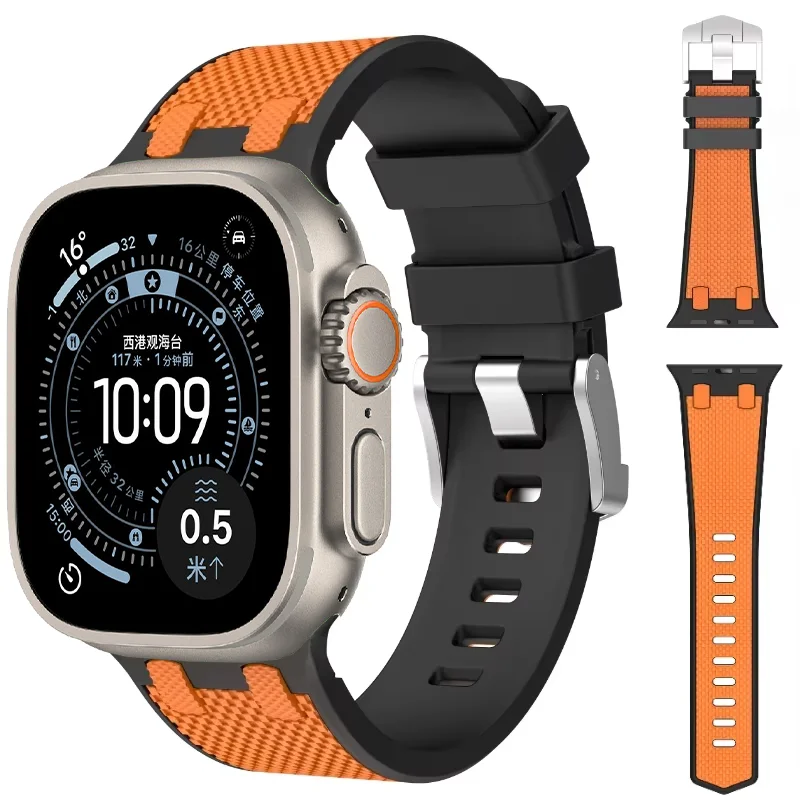 For Apple Watch Ultra 3 2 11 10 9 8 7 6 5 4 SE AP Two-color Silicone Strap Sport ristband iWatch 49mm 46mm 45mm 44mm Band Correa