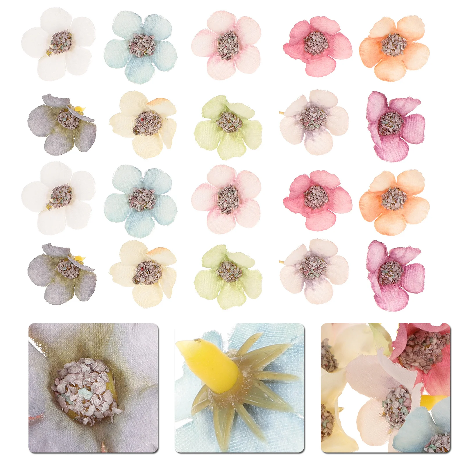 

100Pcs Mini Colorful Daisy Fake Flowers Heads Soft Silk Material Lifelike Artificial Flower for DIY Wreath Hair Decoration Craft