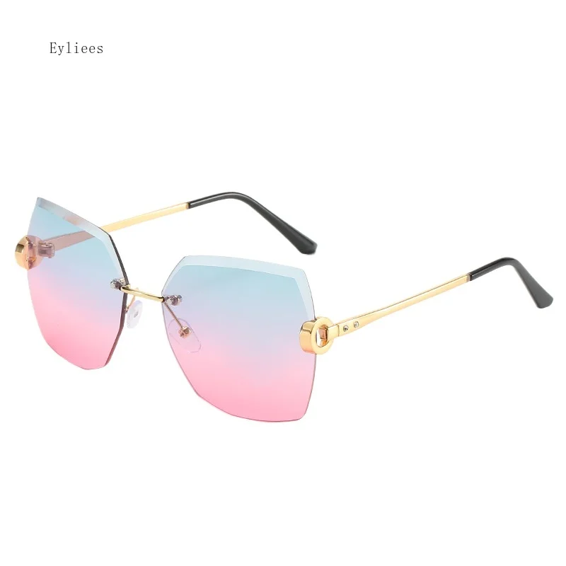 

Fashion Designer Rimless Gradient Cut Lens Sunglasses Women Metal Temples Sun Glasses UV400 Female Eyewear Wholesale gafas