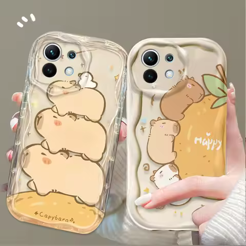 Cartoon Cute Capybara Case For Xiaomi 14T 13T 12T 13 12 11 11i Lite 5G 10T POCO X5 X6 Pro X3 NFC X4 GT F3 F4 F5 F6 M6 M5S C65
