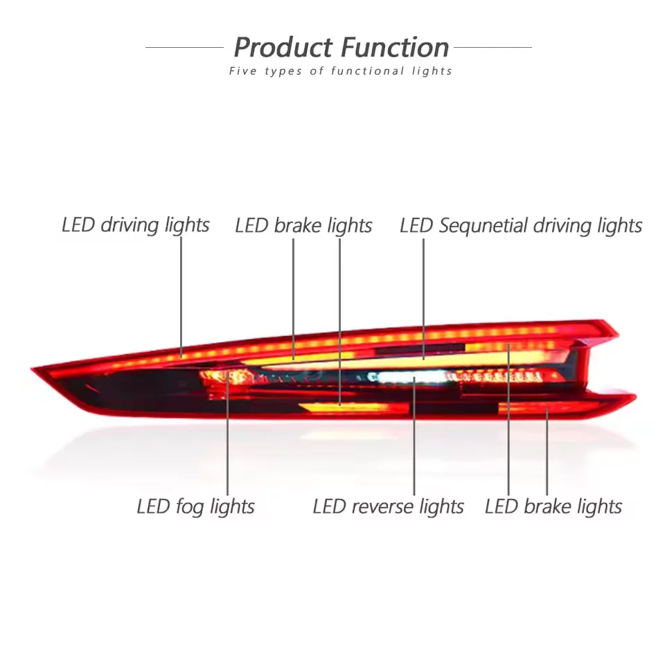 Pair LED Red Tail Light Assembly for  911.2 2017-2019 Rear Driving Turn Signal Lamp Driving Lights Left Right Side