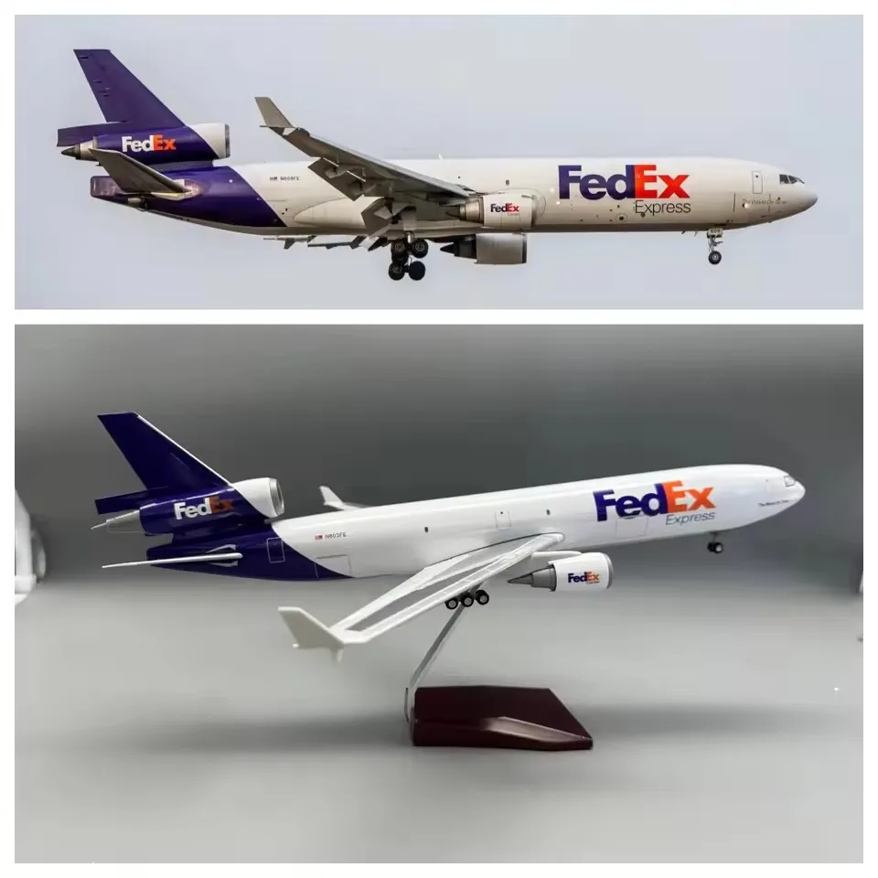 

MD11 Plane Model FedEx Cargo Airways Resin Plastic model With Wheels Landing Gears Replica Static Souvenir Plane Toy Collection