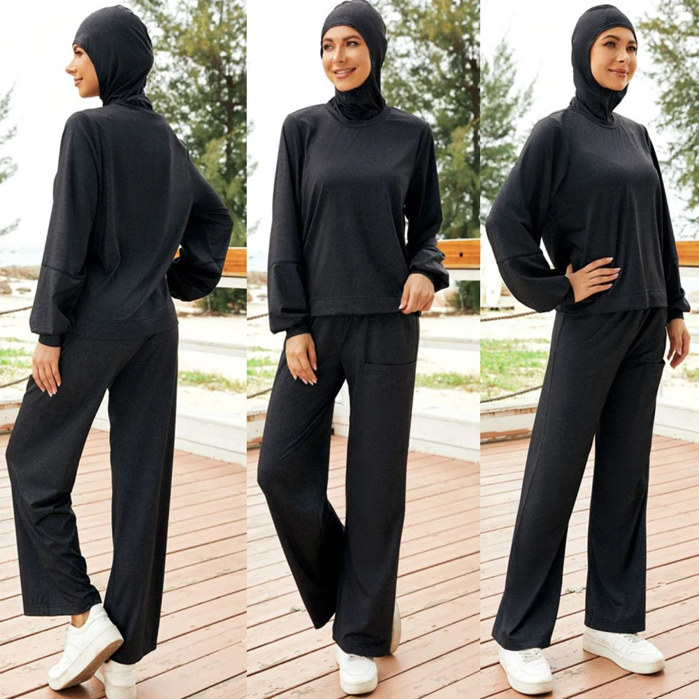 

Modest Swimwear Women Burkini Muslim Swimwear With Hijab Swimsuit 3pcs Cover Up Bathing Suits Women Long Sleeve Swimming Wear