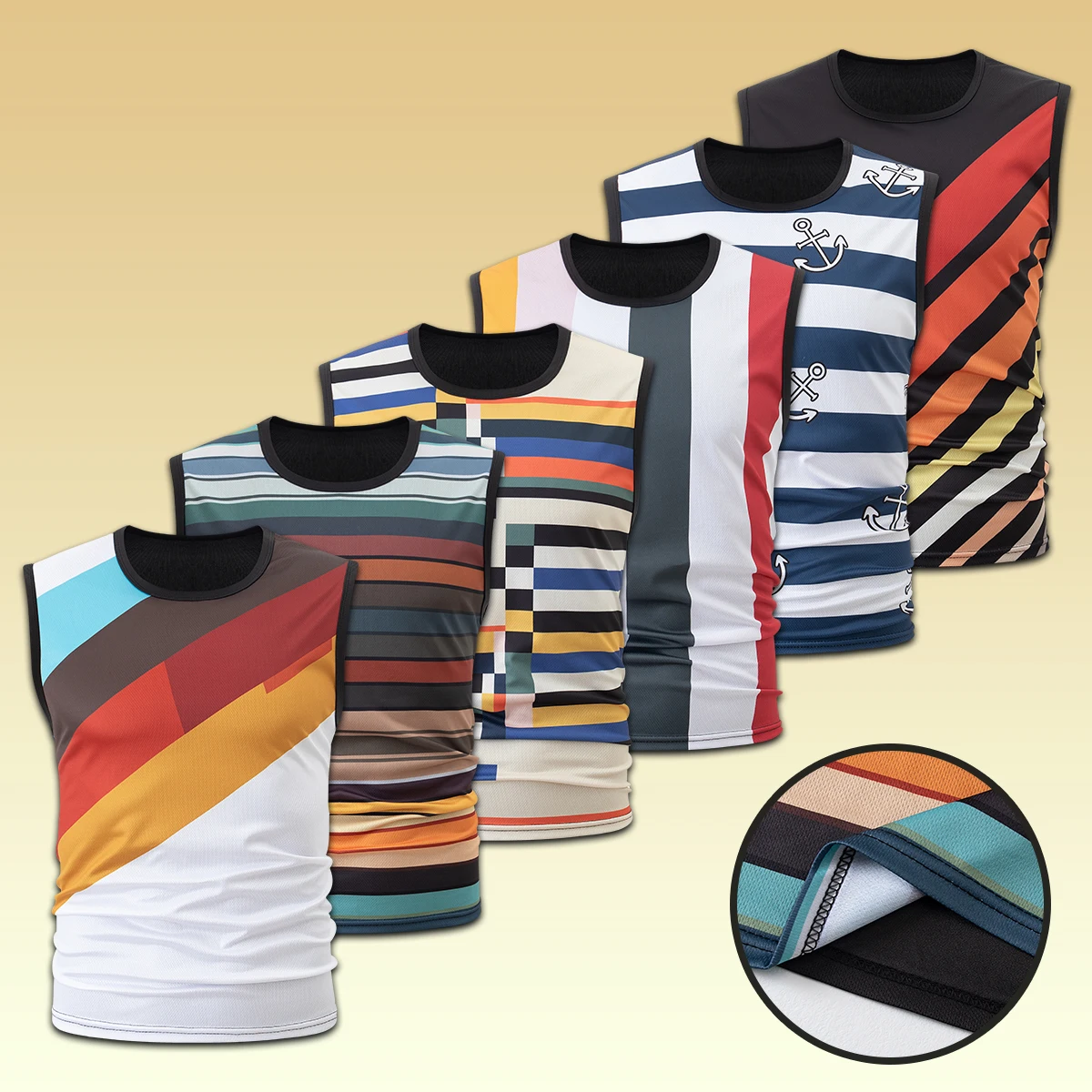 Men's Vest With Multi-Color Printed Fashionable Top, Youth Summer Multifunctional Sports, Sweat Absorbing And Comfortable