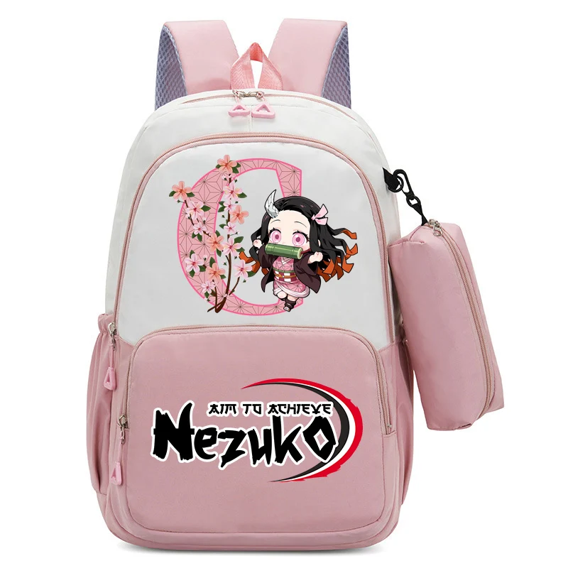 กระเป๋าเป้สะพายหลังอนิเมะดาบพิฆาตอสูร เนซึโกะ ชุด 2 ชิ้น กระเป๋าใส่ดินสอ น่ารัก ความจุเยอะ เหมาะสำหรับเดินทาง น้ำหนักเบา ของขวัญสำหรับนักเรียน