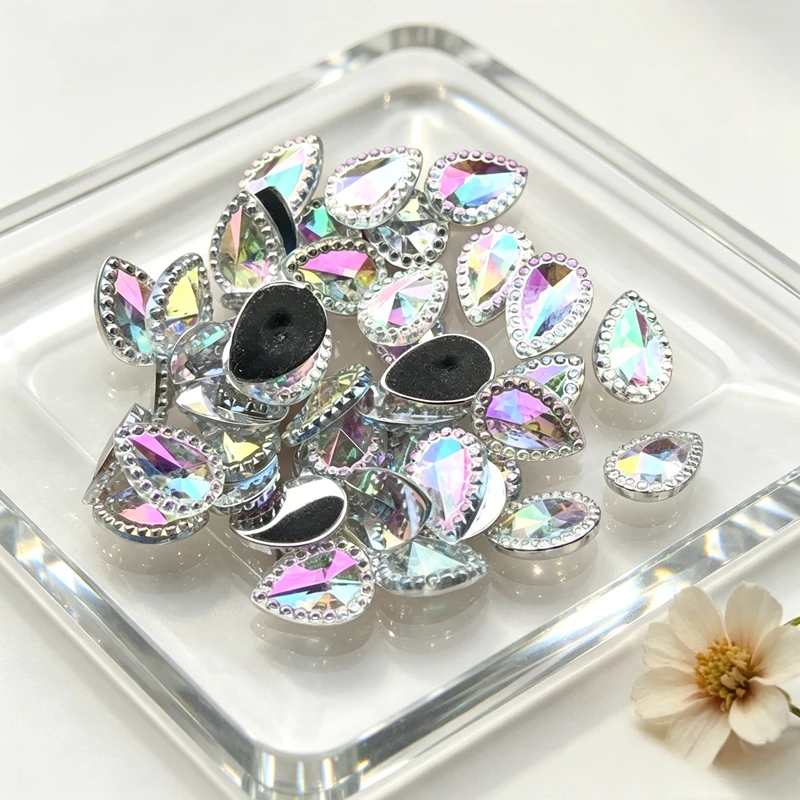 Nail Art Wedding - 7*10mm White AB Clear&Transparent Water drop