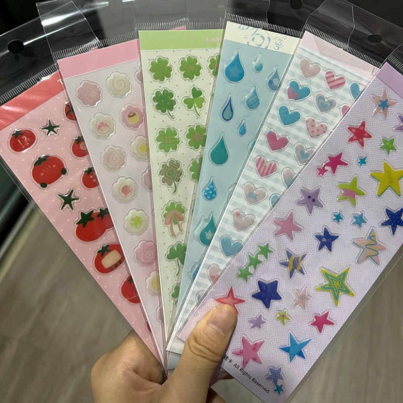 Ins Style 3D Puffy Sticker Pack Cute Heart Decals for DIY Journal Planner Scrapbook Album Diary Stationery Supplies