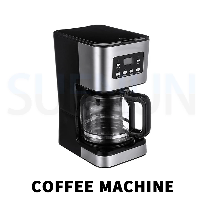 Fully Automatic Coffee Machine American Drip Coffee Machine Glass Pot American Espresso Machine 12 Cups