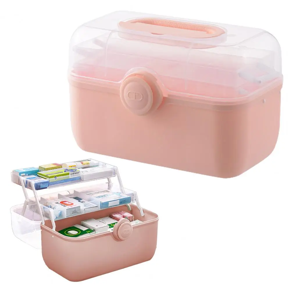 Medicine Box Medicine Storage Box with 3-layer Design Capacity Pill Organizer Transparent Lid Portable Medicine Organizer