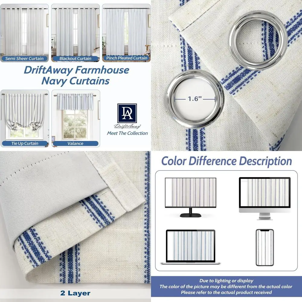 

Плотные шторы из смеси льна для фермерского дома длиной 96 дюймов для спальни, льняные шторы с вертикальными полосками и принтом, термоизолированная подкладка