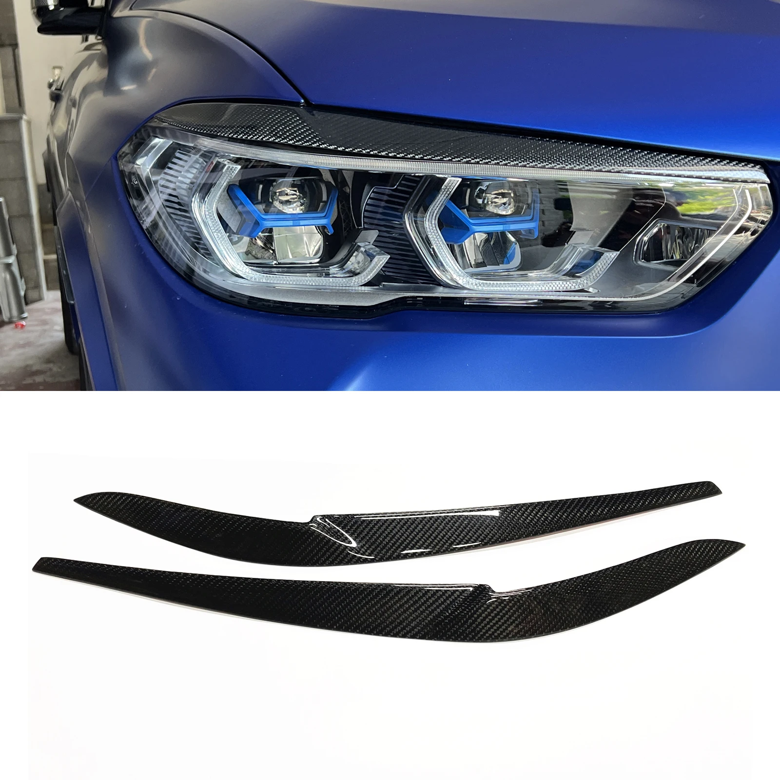 

Carbon Fiber Headlight Eyelid Cover Trim Car Front Headlamp Eyebrow For BMW 2019-2022 F95 X5M 2018-2022 G05 X5