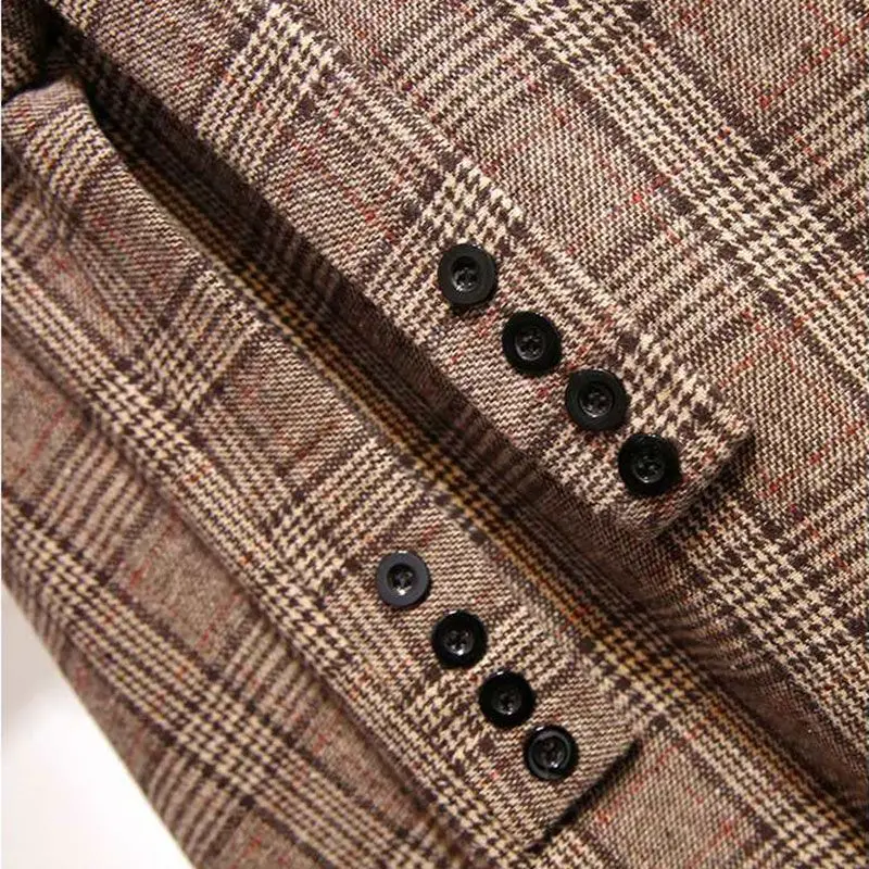 Khaki Plaid Vintage A-line High Waist Lace Up Buttons Loose Women\'s Skirt Mid-Calf Long Skirts For Women Clothing Fashion 2024