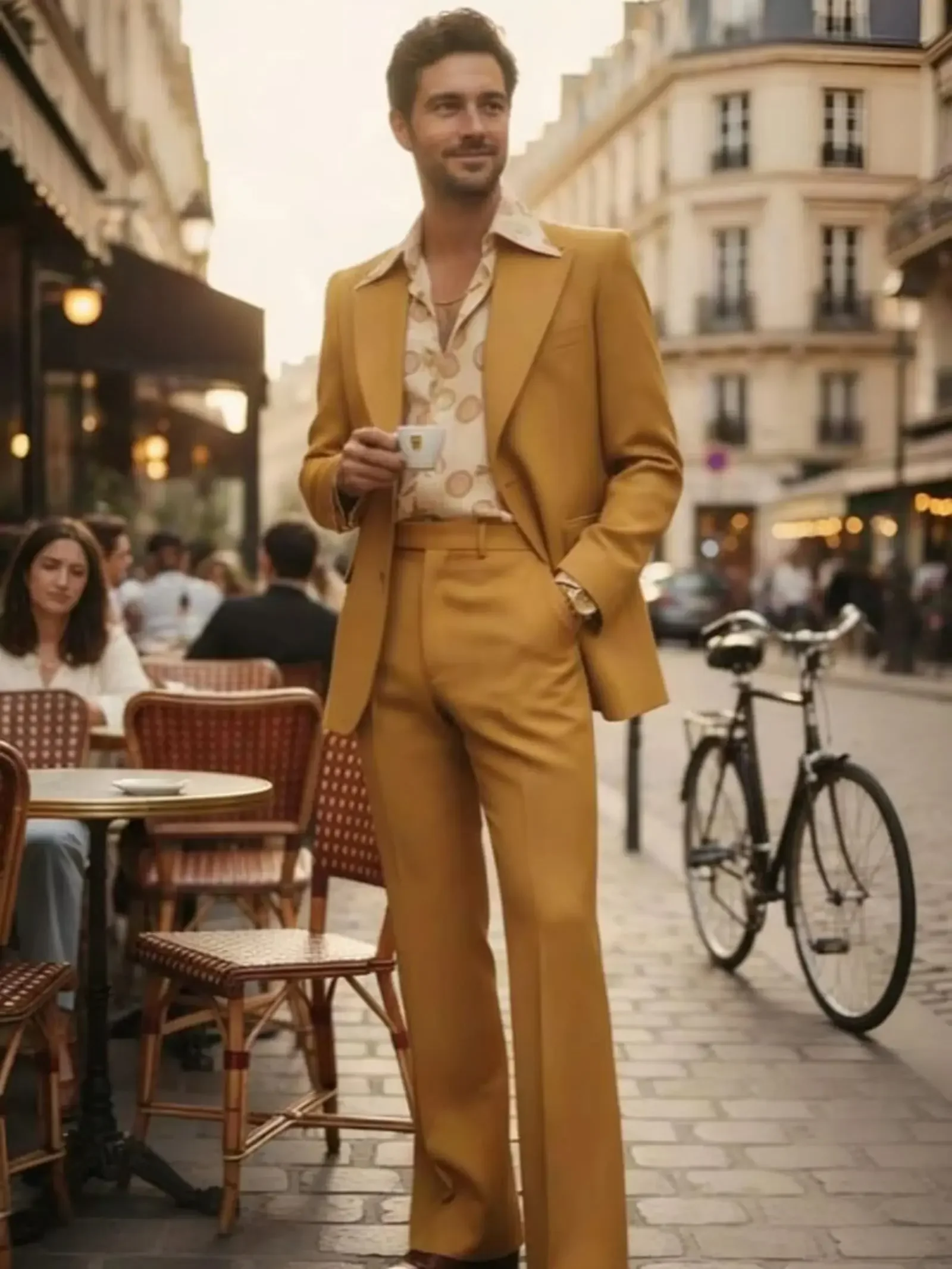 

Men's Luxury Suit 2 Piece Set Slim Fit Formal Business Peak Lapel Blazer Flared Straight Leg Pants Wedding Prom Tuxedo