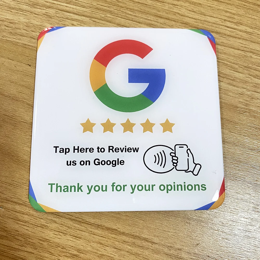 10cm Google Reviews NFC Desktop Stickers Epoxy Material 13.56MHz NFC215 Chip 504Bytes NFC Google Tap Review Display Plate