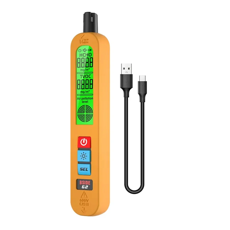 ABKI-BSIDE G2 Air Quality Detector Formaldehyde HCHO TVOC Rechargeable Portable Auto Sound Light Alarm LCD Display Indoor And Tr