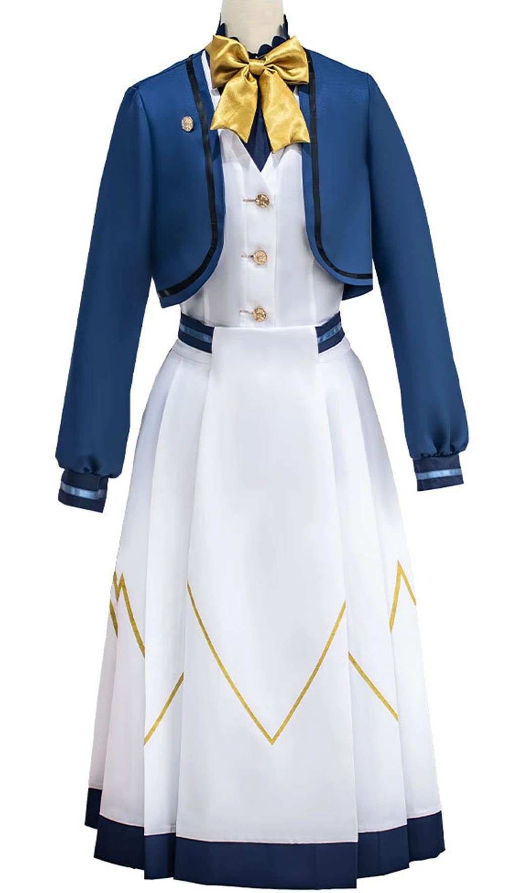 

Anime Womens Monica Everett Costume Blue Cloak Vest Shirt Skirt Bow Suit Cosplay Silent Christmas Witch Halloween Outfit