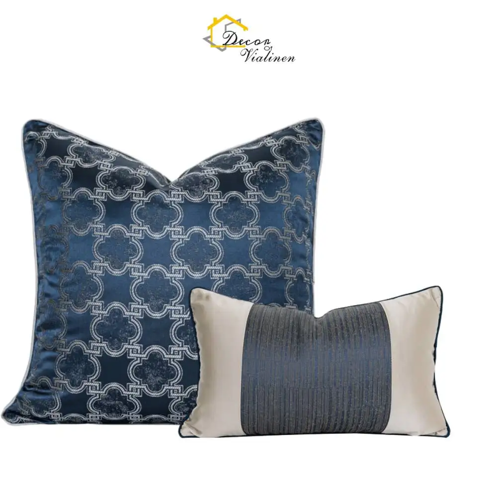 Luxury 18” Blue High-Precision Pillow Cover Decorative Cushion Case for Sofa and Home Décor – Premium Quality