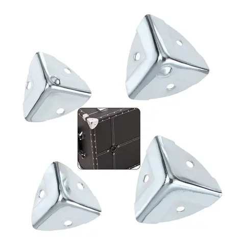 4pcs Metal Box Corners Protector 23/28mm Triangle Scalloped Code Pressed Bumps Decor Luggage Aluminum Suitcase Toolbox Speaker