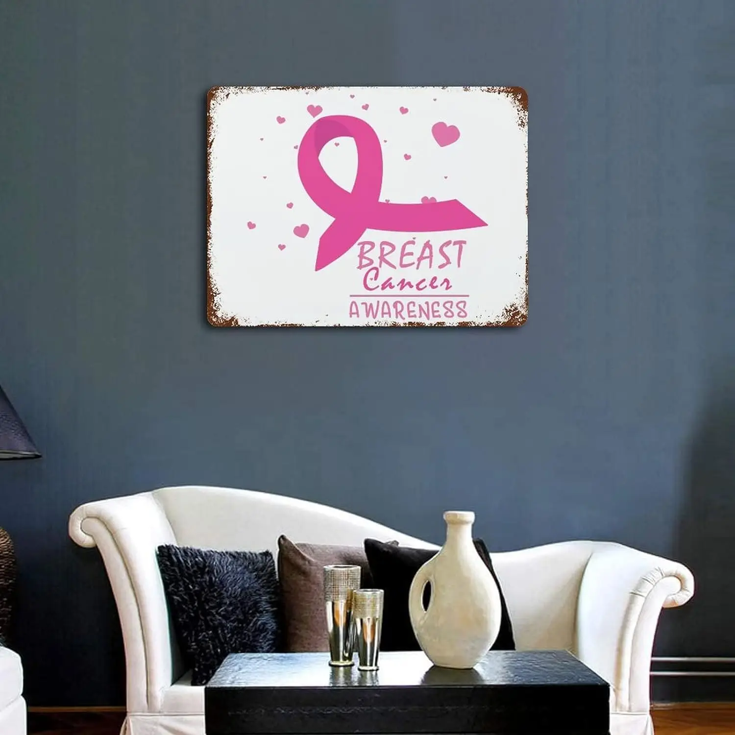 Breast Cancer Breast Cancer Awareness Metal Sign Avoid Breast Cancer Awareness Retro Tin Signs Custom Metal Sign Man