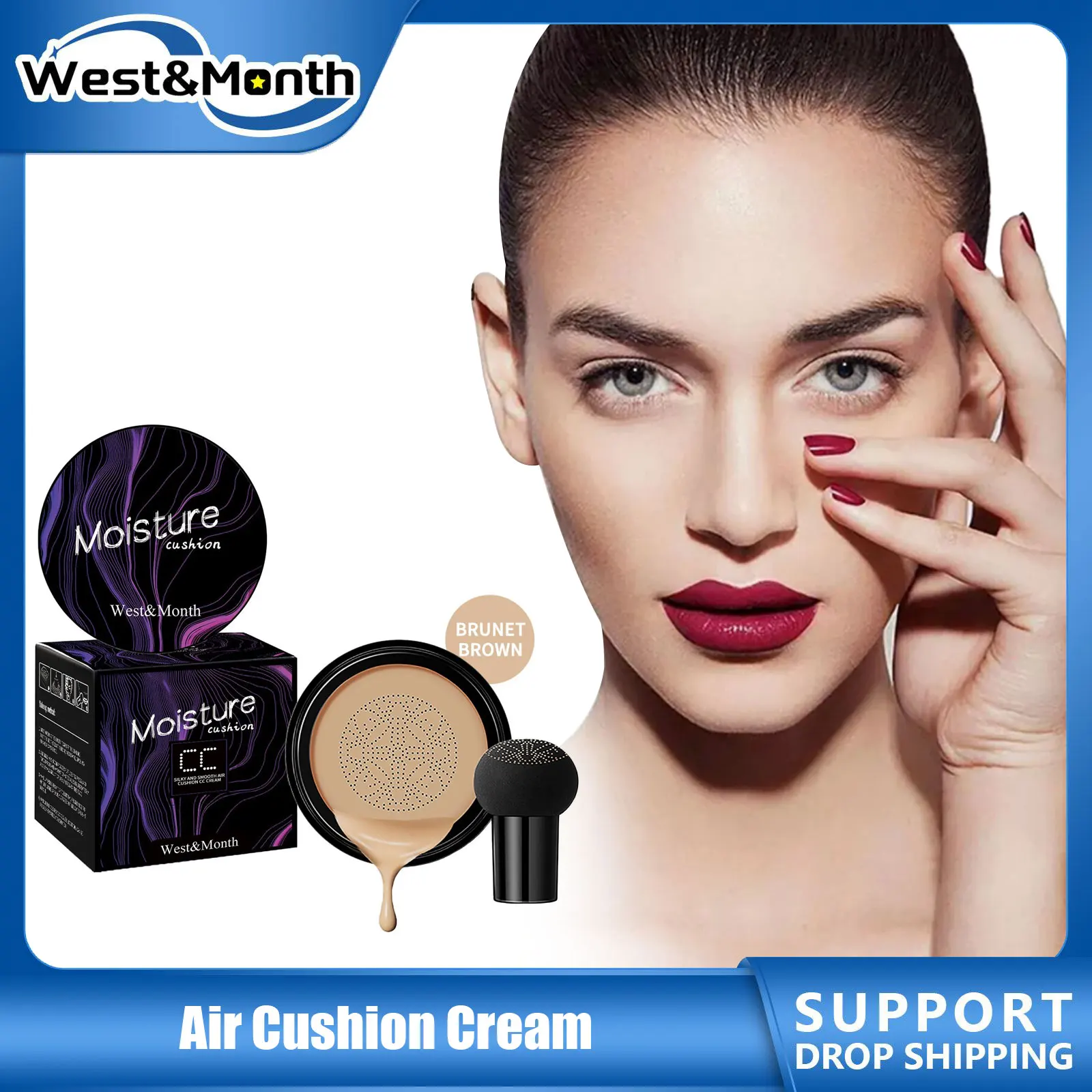 Air Cushion CC Cream Refill Moisturize Waterproof Cosmetic Brighten Dark Oil Control Base Makeup Mushroom Air Cushion Foundation