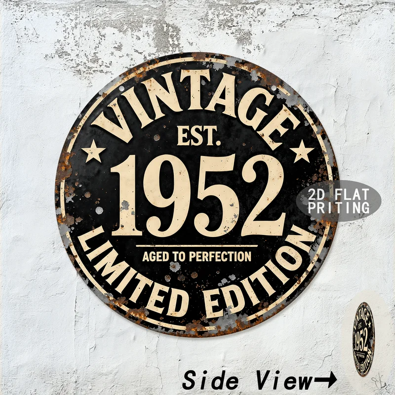 Multistyle Round Metal Tin Sign Vintage Year Limited Edition Christmas Holiday Retro Wall Plaque for Home Bar Party Garage Dec