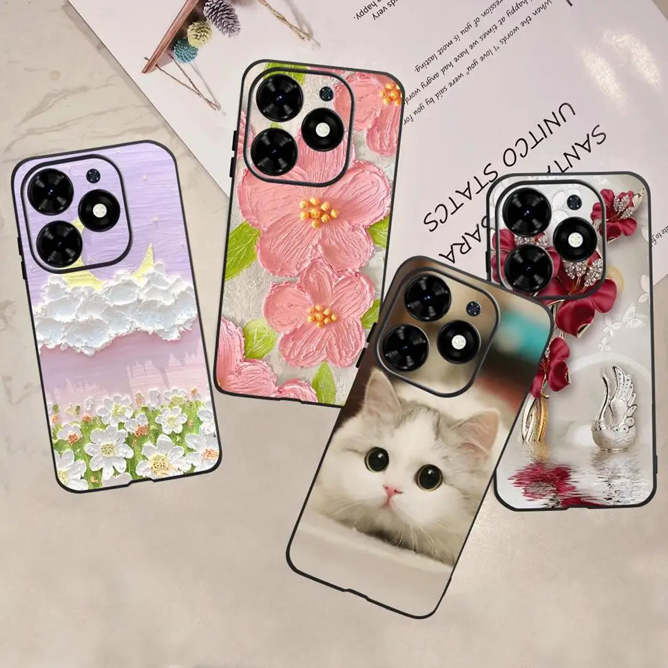 For Tecno Spark Go 2024 Case BG6 Colorful Painted Back Cover Soft Silicone Phone Case For Spark Go SparkGo 2024 Casing Bumper