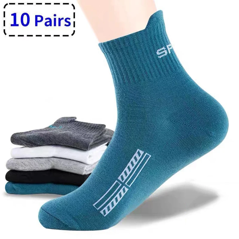 

10 Pairs High Quality Men's Socks Casual Breathable Cotton Man Run Sports Socks Spring Autumn Male Sox Gifts Plus Size EUR38-45