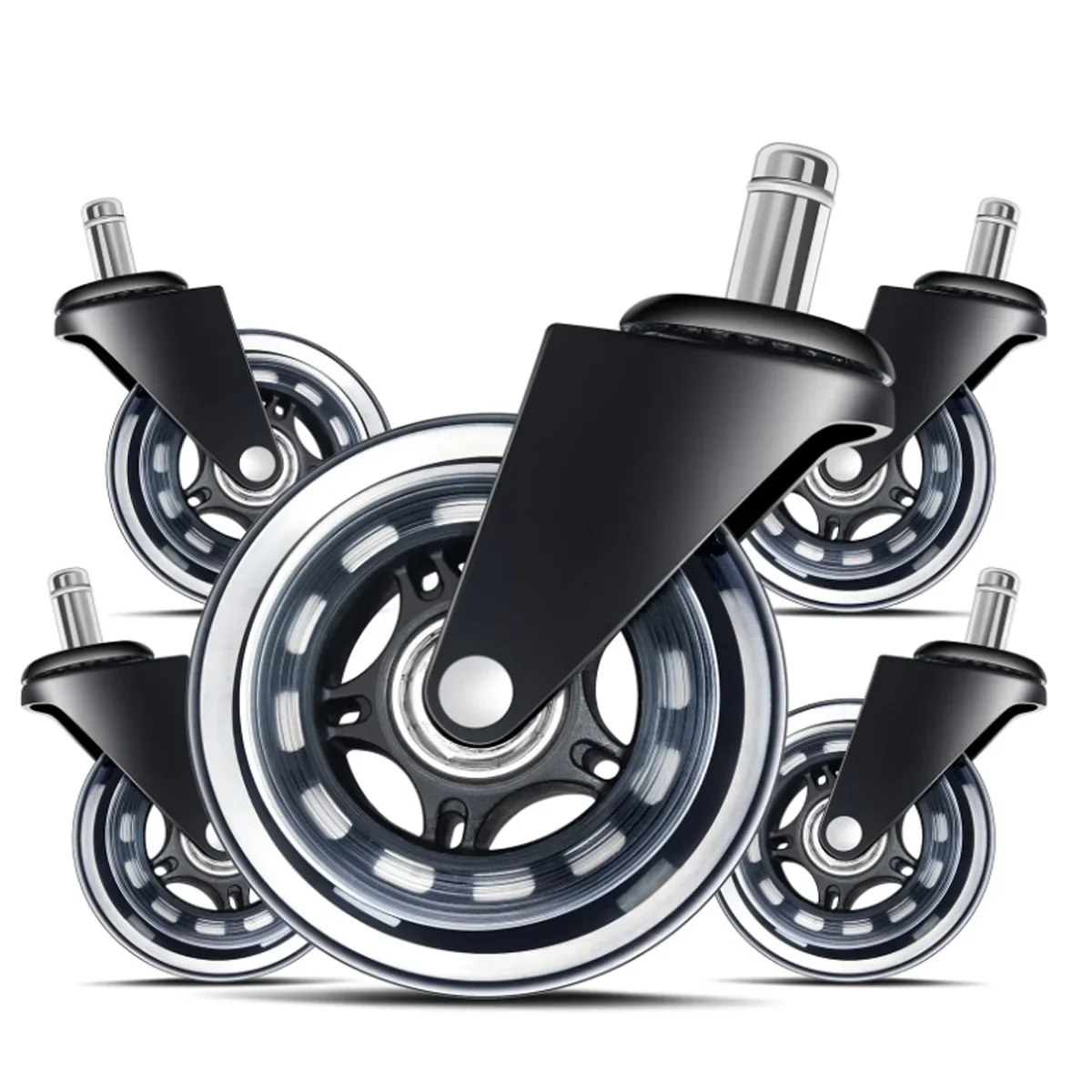 5PCS Office Chair Caster Wheels 3 Inch Swivel Rubber Caster Wheels Replacement Soft Safe Rollers