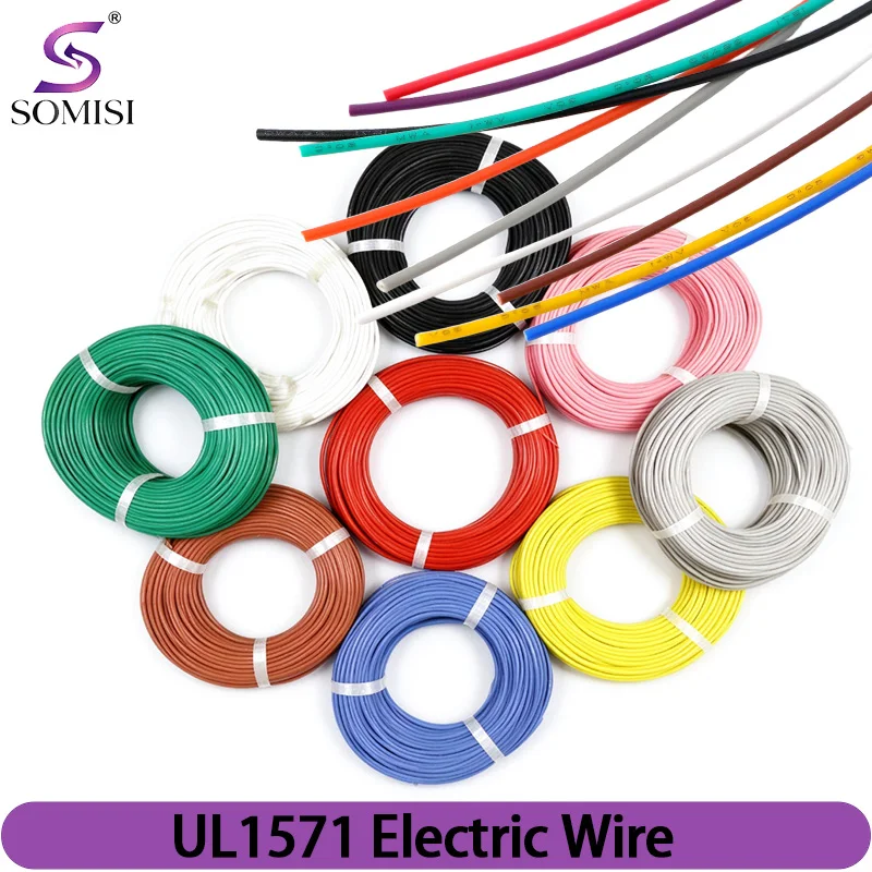 5~200M UL1571 Electric Wire 32 30 28 26 AWG PVC Insulated Tin-plated Copper Environmental Friendly DIY LED Cord Wires Cables
