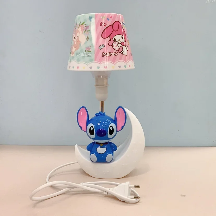 Stitch Small Desk Lamp Protection Button Plug in Cute Sanrio Student Desktop Moon Small Night Light Christmas Birthday Gift