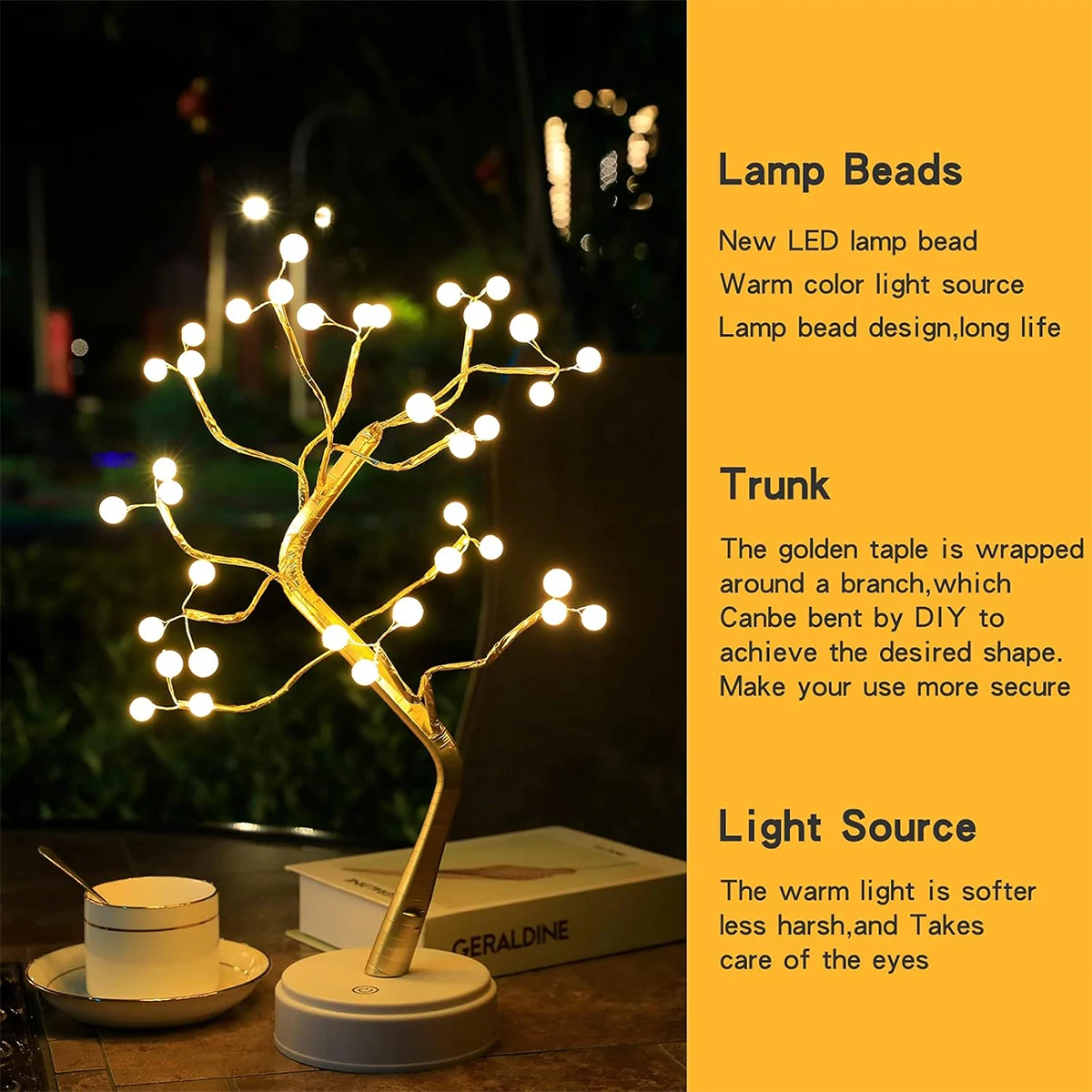 36/72/108 Bonsai Albero Led Lampada Da Partito Luci 108 Da Tavolo San Valentino Touch Regalo Casa Mini Batteria Betulla Artificiale Bedside Fairy