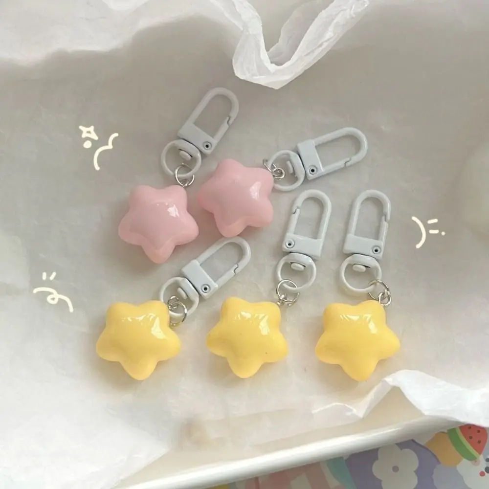 Stars Yellow Pink Stars Keychain Pentagram Soft Chubby Milk Yellow Star Keychain Chubby Yellow/Pink Home Decoration