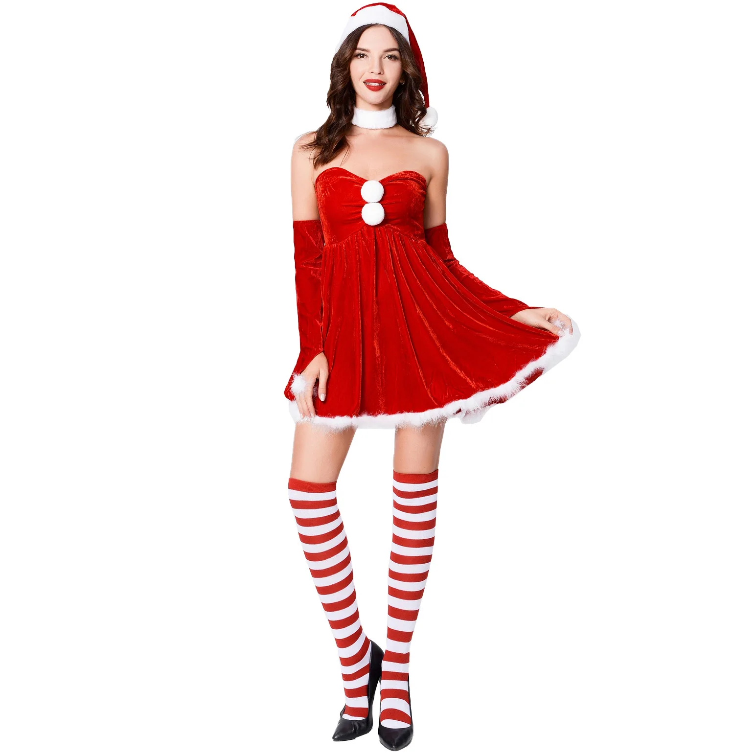 

New Women's Christmas Tree Costume Xmas Cosplay Costumes Miss Santa Claus Costume for Stage Performance