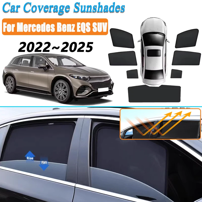 

Для Mercedes Benz EQS SUV X296 Аксессуары 2022 ~ 2024 2025 Автомобильная сетчатая солнцезащитная козырек Магнитный солнцезащитный козырек на лобовое стекло Инструмент для козырька бокового окна