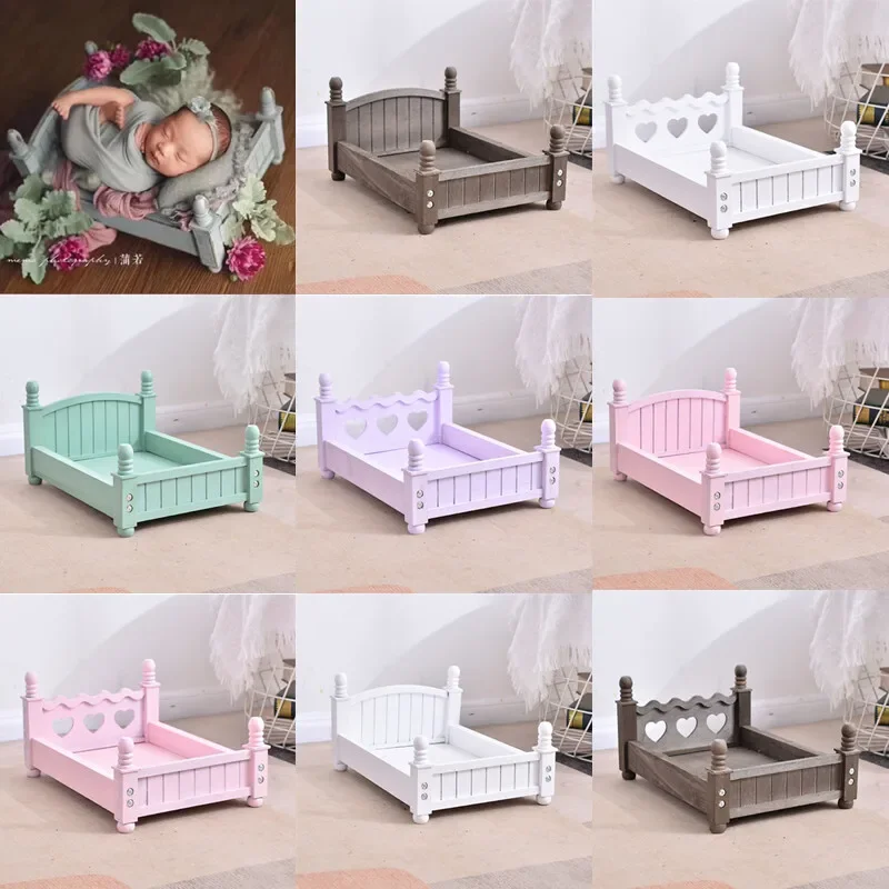 BE74: Retro Wooden Baby Bed Crib, Newborn Photography Props, Baby Furniture for Photo Shoots, Vintage Shooting Accessories,