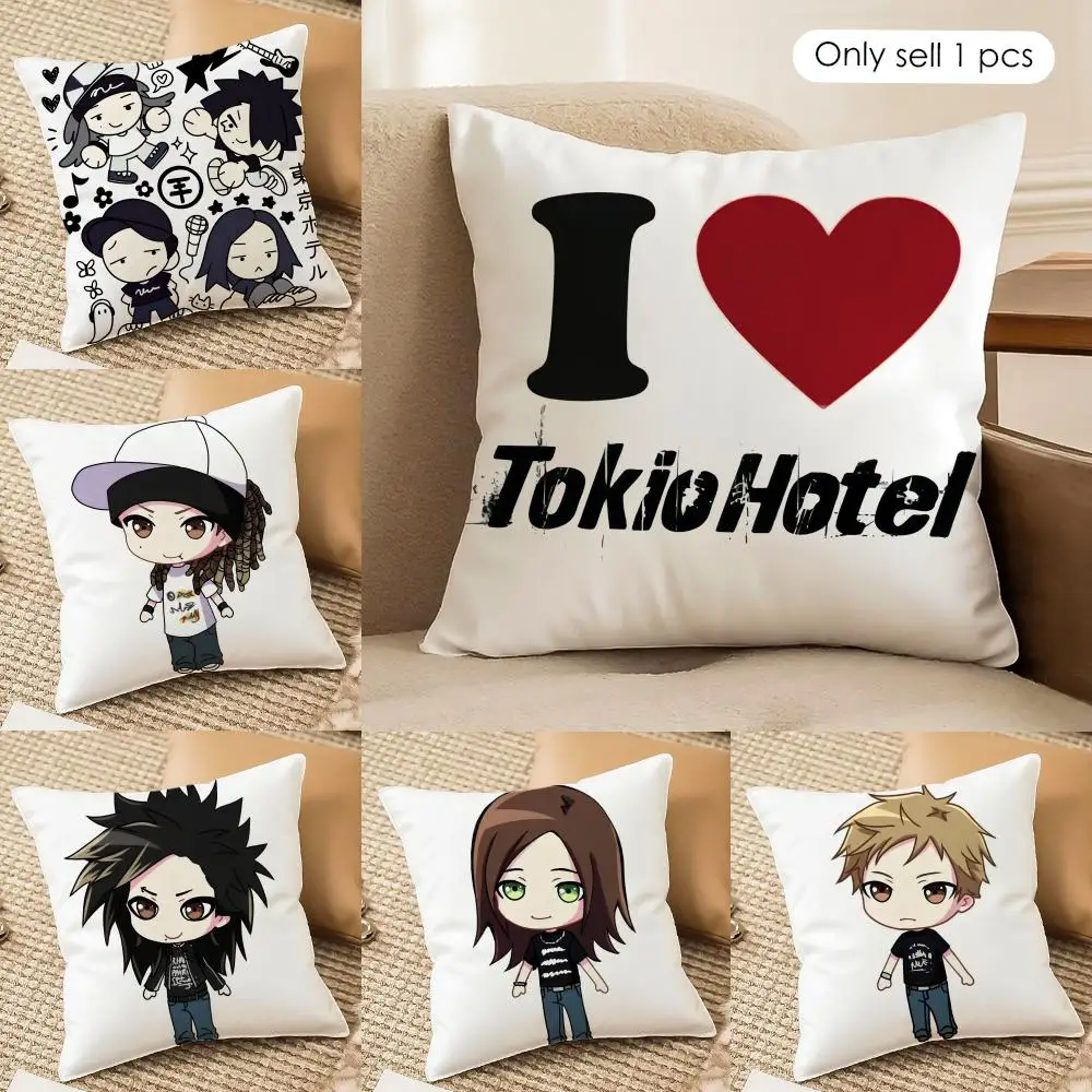Rock T-Tokio Hotel Tom Kaulitz Cushion Cover Silky Short Plush Invisible Zipper Dustproof Sofa Pillow Case For Home Decor