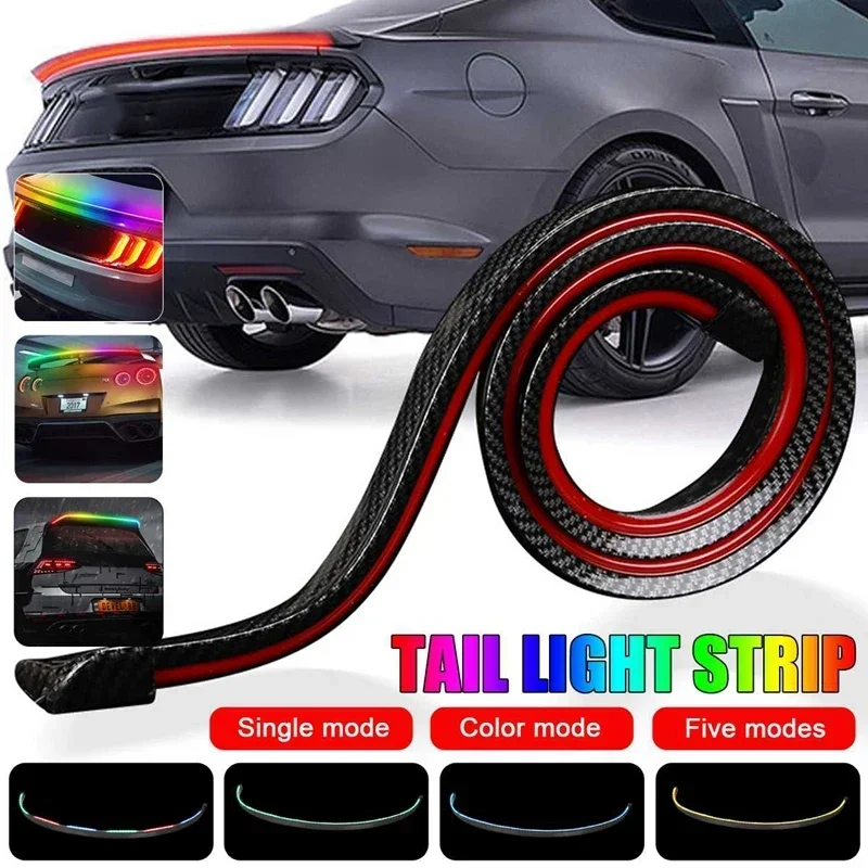 12V Universal Carbon Fiber Unreal Streamer Tail Led Auto LED Lights Airfoil Wing Racing Rear Wing Roof Spoiler Lip Brake Trunk