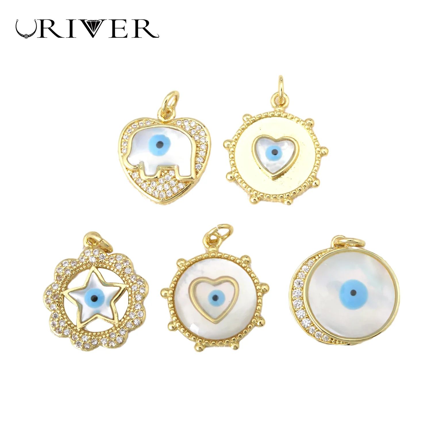 

Jewelry Fashion Stars Moon Animal Micro Zircon Pendant Charm for DIY Necklace Bracelet Chain with Resin Devil's Eye Accessories
