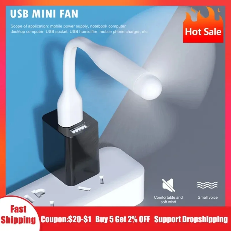 Mini ventilador USB Flexible, ventilador de refrigeración Flexible para banco de energía, portátil, PC, cargador de CA, ventilador de mano portátil, Gadget de verano para computadora