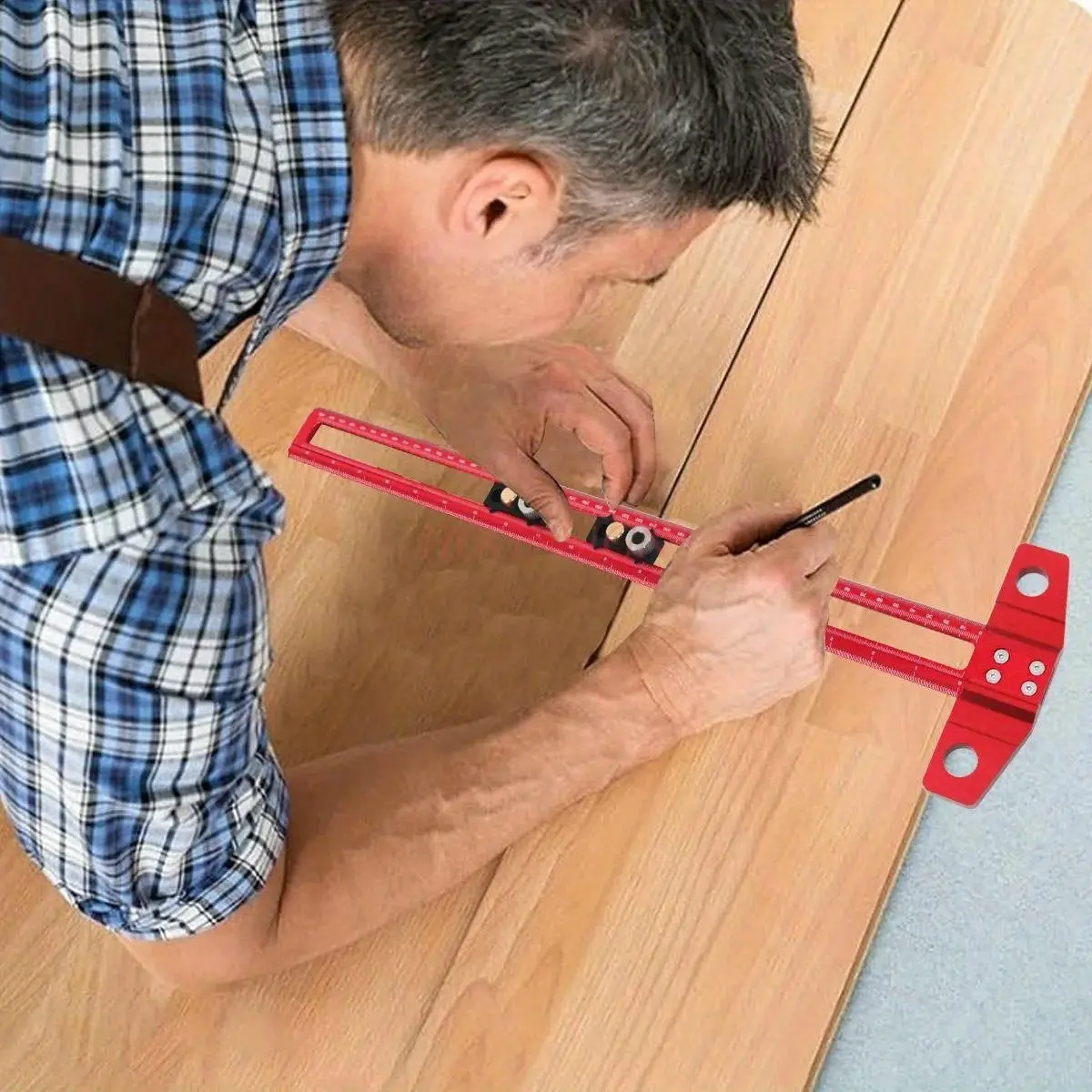 1pcs Woodworking 2-in-1 T-shaped ruler, marking, punching, positioning, T-shaped ruler, punching ruler, multifunctional