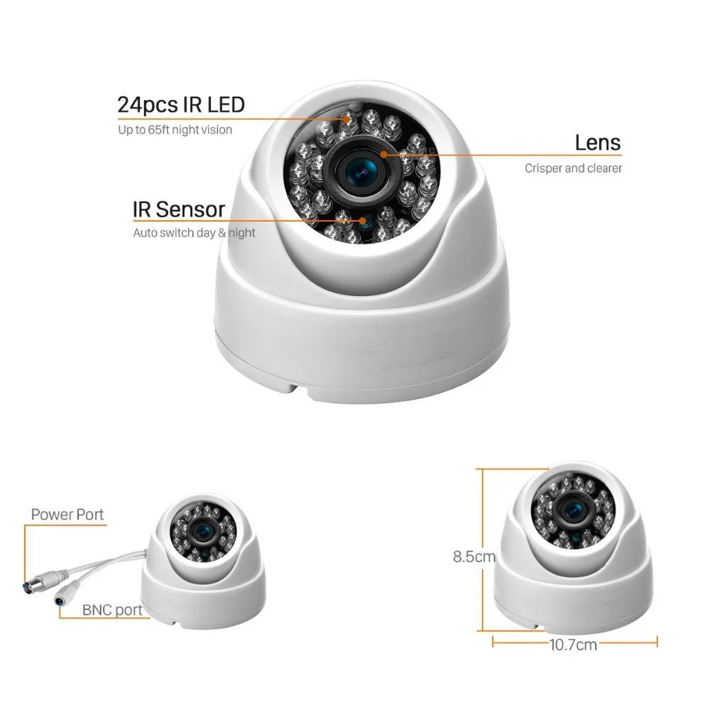 Imagem -02 - Analógico Ahd 1200tvl 2mp 4mp 5mp Dome Cctv Câmera Câmeras de Segurança de Visão Noturna com Sistema de Câmeras de Vigilância Grande Angular hd