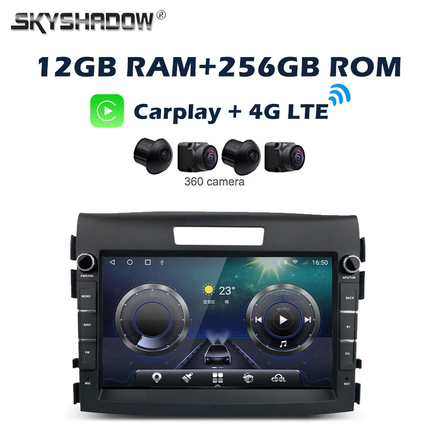 

12G+256G Carplay Auto Android 14.0 8" IPS SIM Car DVD Player GPS Map WIFI Bluetooth RDS Radio For Honda CRV 2012 2013 2014 2015