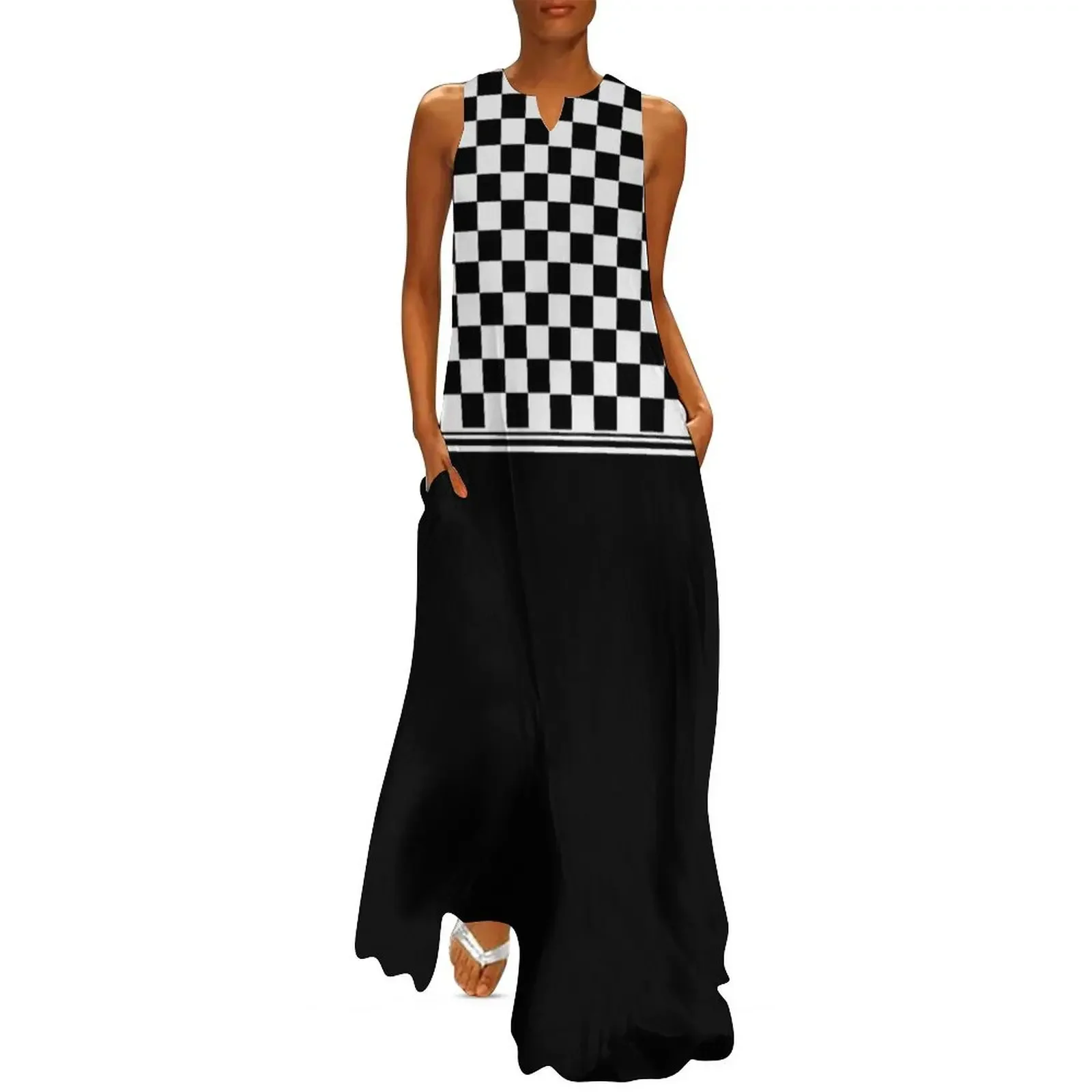 

Stylish black and white ska inspired v3 Long Dress Woman dresses Dress