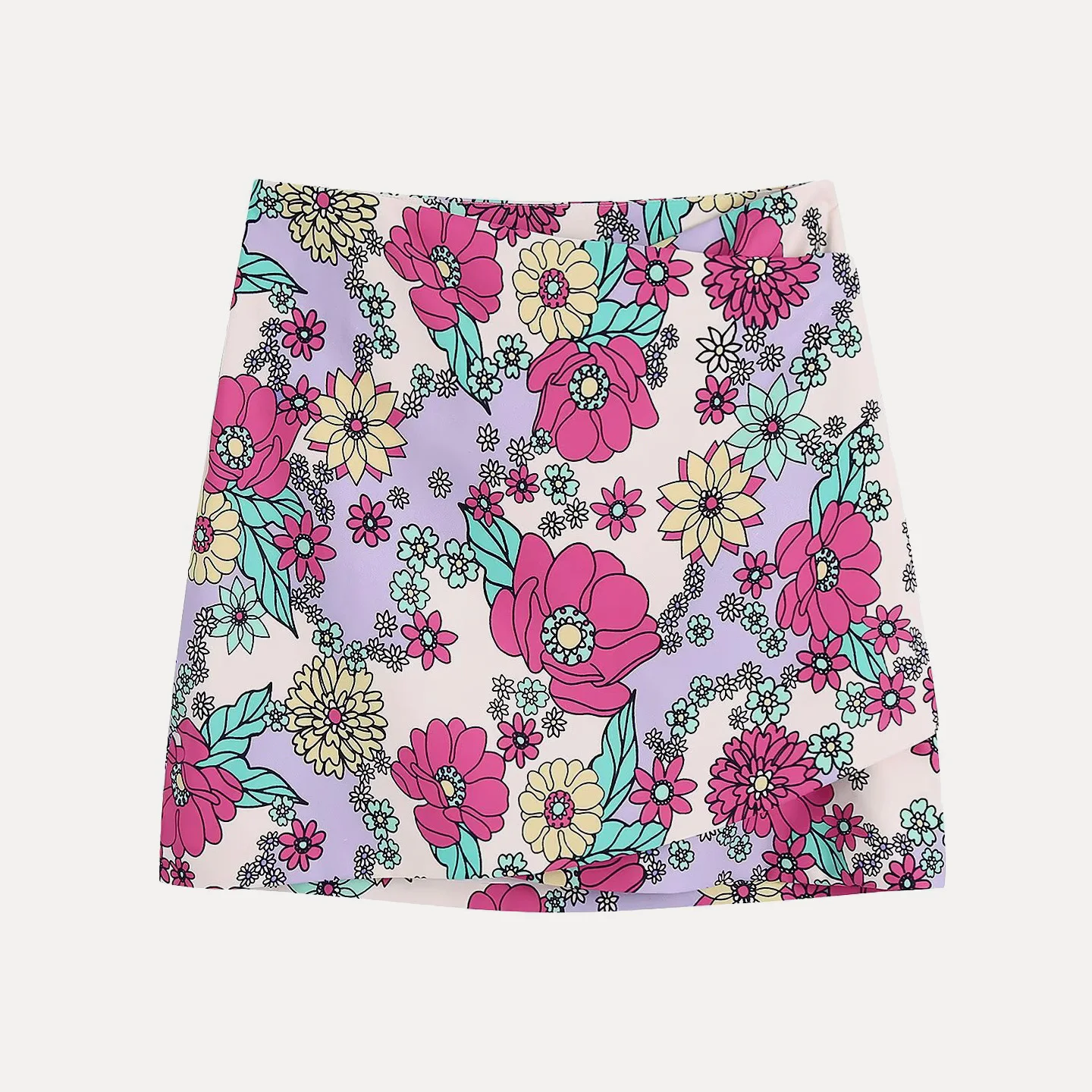 

Z женская юбка с цветочным принтом, модная универсальная юбка трапециевидной формы с высокой талией, милая повседневная одежда из полиэфирного волокна