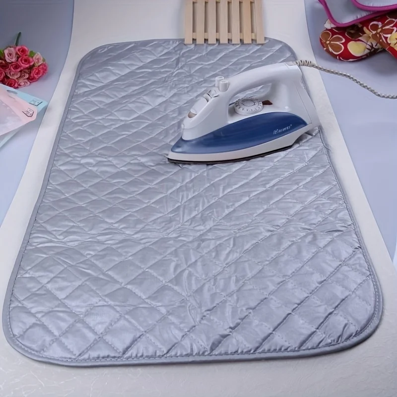Tabla de Planchar Plateada Reforzada de Gran Tamaño, Plegable y Portátil para el Hogar, Viajes, Hotel, Dormitorio, Almohadilla de Planchar de Escritorio