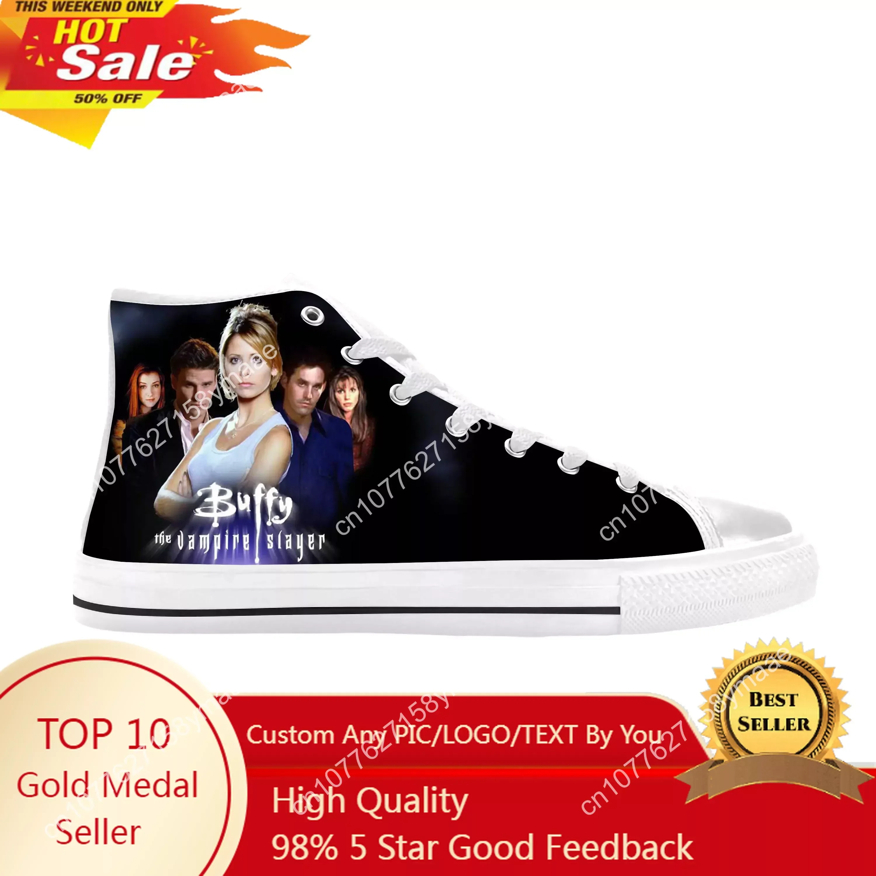

Buffy The Vampire Slayer Angel Horror Halloween Casual Cloth Shoes High Top Comfortable Breathable 3D Print Men Women Sneakers