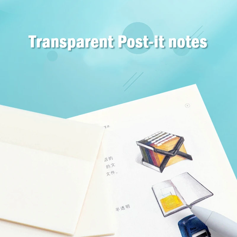 Criativa Transparente PET Memo Pad, Postou-Sticky Notes Planner, Bloco de notas adesivo, Material Escolar, Papelaria Kawaii, 50 Folhas