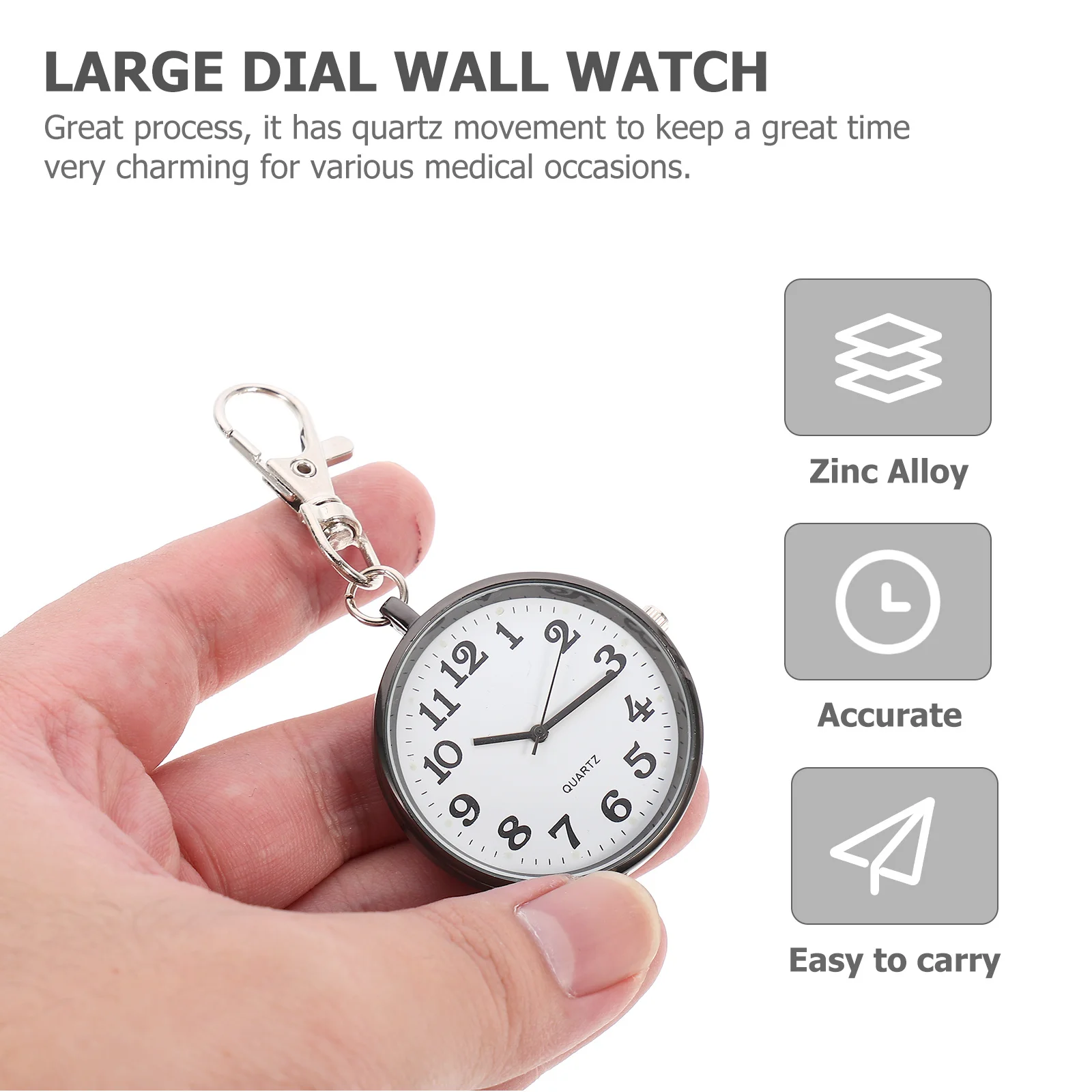 

1Pcs Functional Pocket Watch for Nurses Doctors Zinc Alloy Hanging Timepiece with Clear Dial Easy to Use for Medical Shifts
