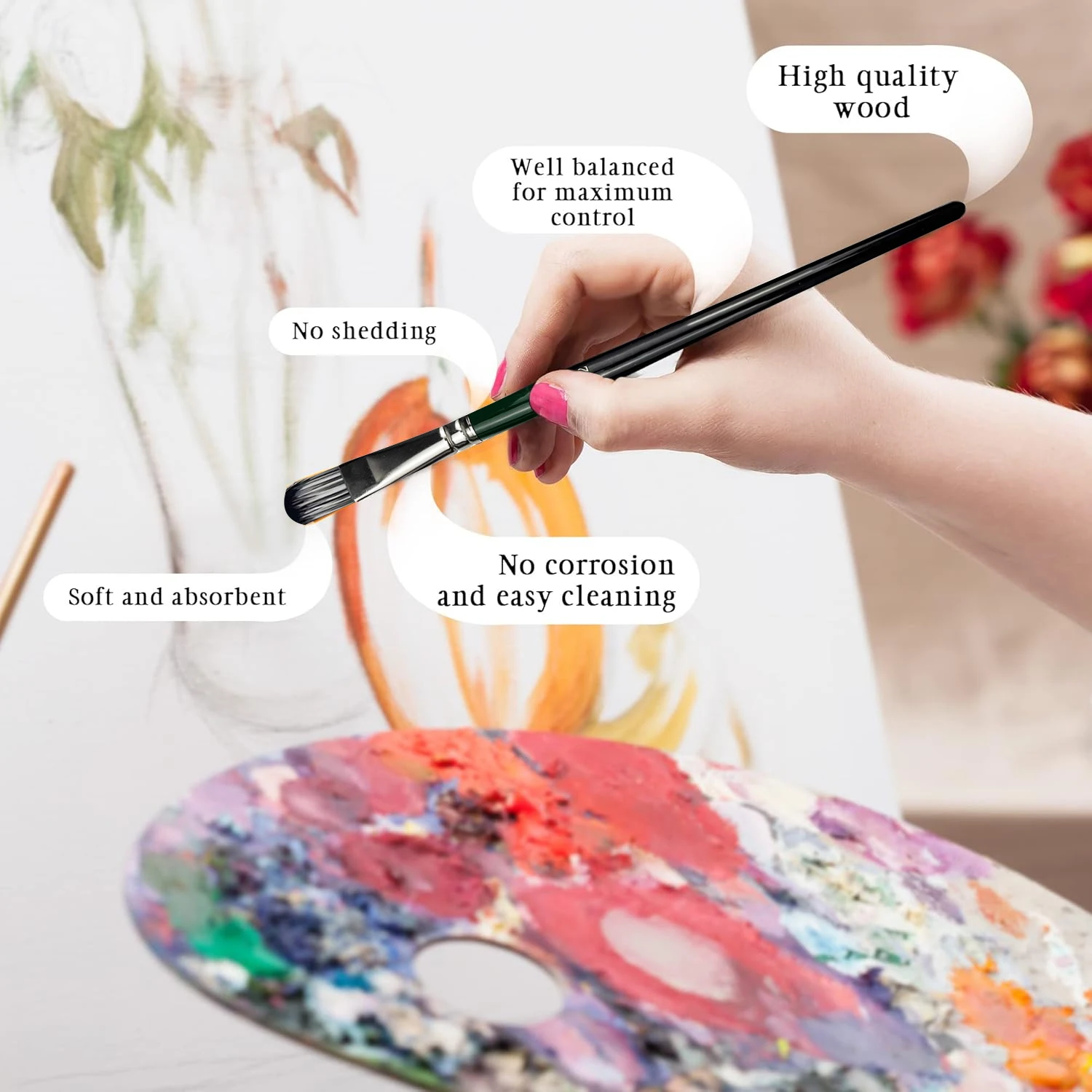 6/24pcs Artist Paint Brushes Set Artist Paintbrushes For Acrylic Oil Watercolor Acrylic Painting For Body Face Rock Canvas image 6